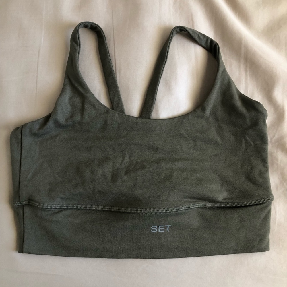 Medium SET active Luxform Scoop Y - Sage Sports Bra for Yoga or Pilates M